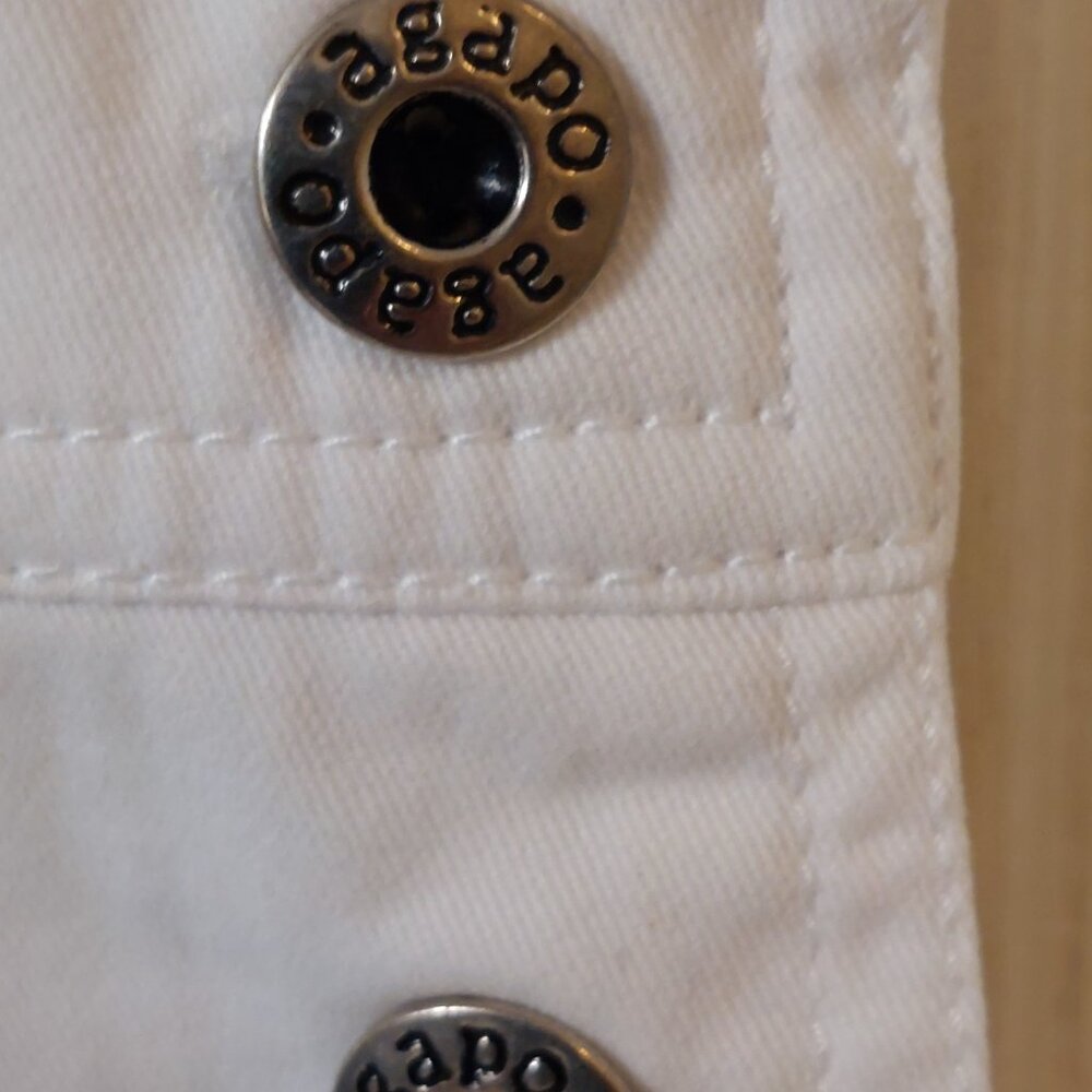 Agapo White Kitty Cat Wide Leg White Denim Overalls - Picture 5 of 8